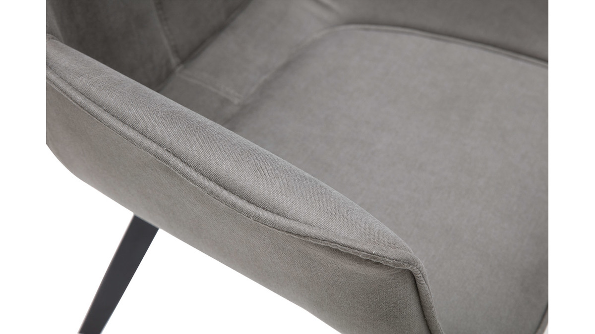 Chaise design en tissu gris et métal noir VOLO