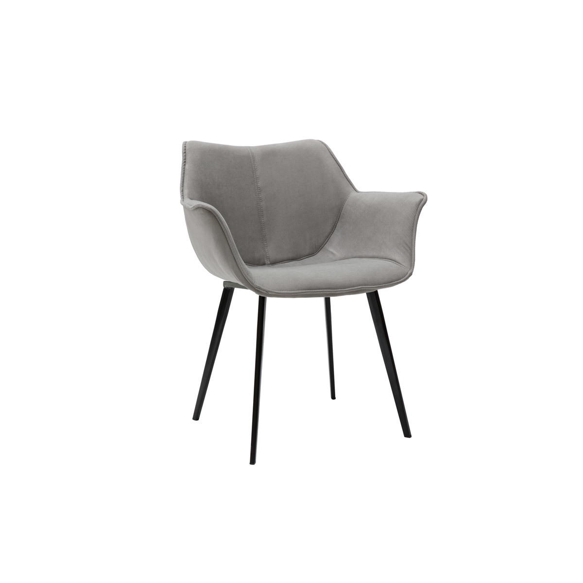 Chaise design en tissu gris et métal noir VOLO vue1