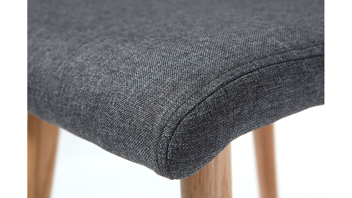 Chaise design en tissu gris foncé et bois clair massif (lot de 2) HORTA