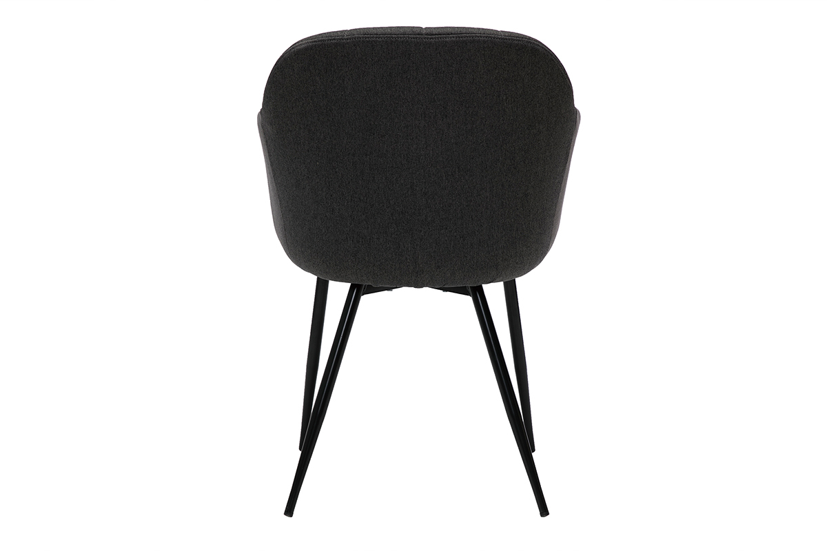 Chaise design en tissu gris fonc� et m�tal noir MILLY
