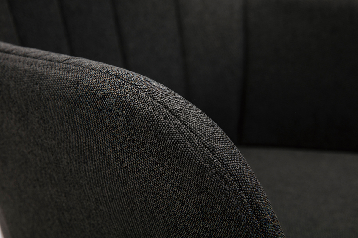Chaise design en tissu gris fonc� et m�tal noir MILLY