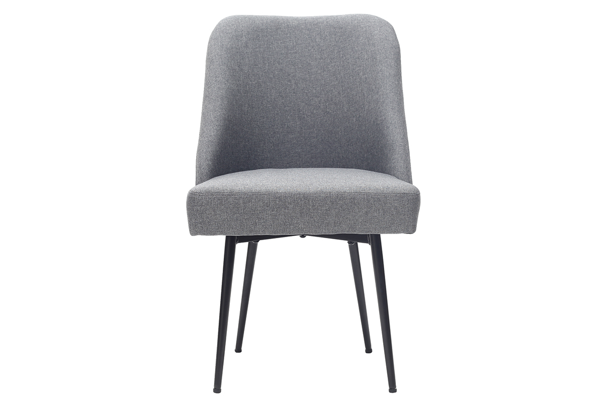 Chaise design en tissu gris fonc et pieds mtal noir LOV