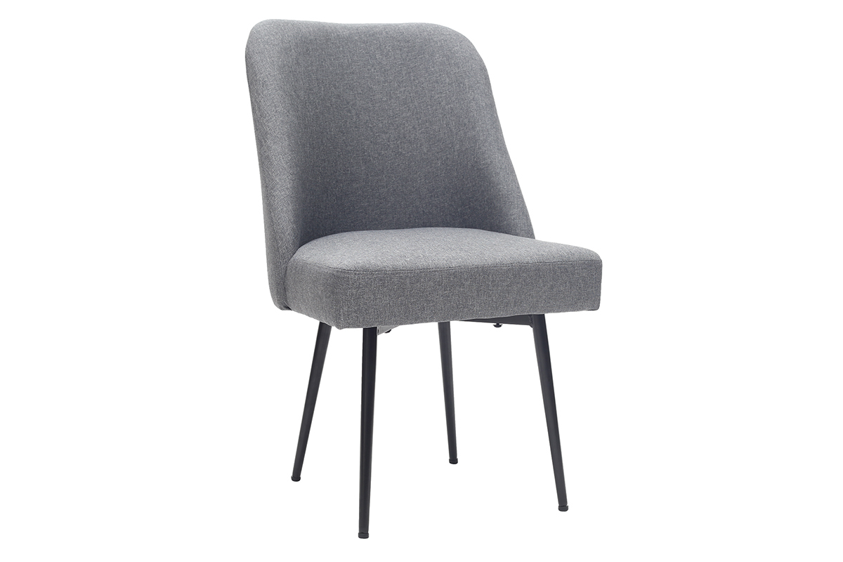 Chaise design en tissu gris fonc et pieds mtal noir LOV