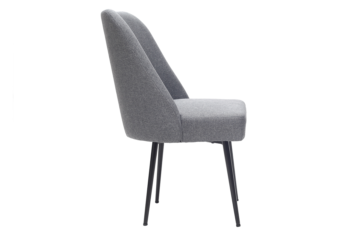 Chaise design en tissu gris fonc et pieds mtal noir LOV