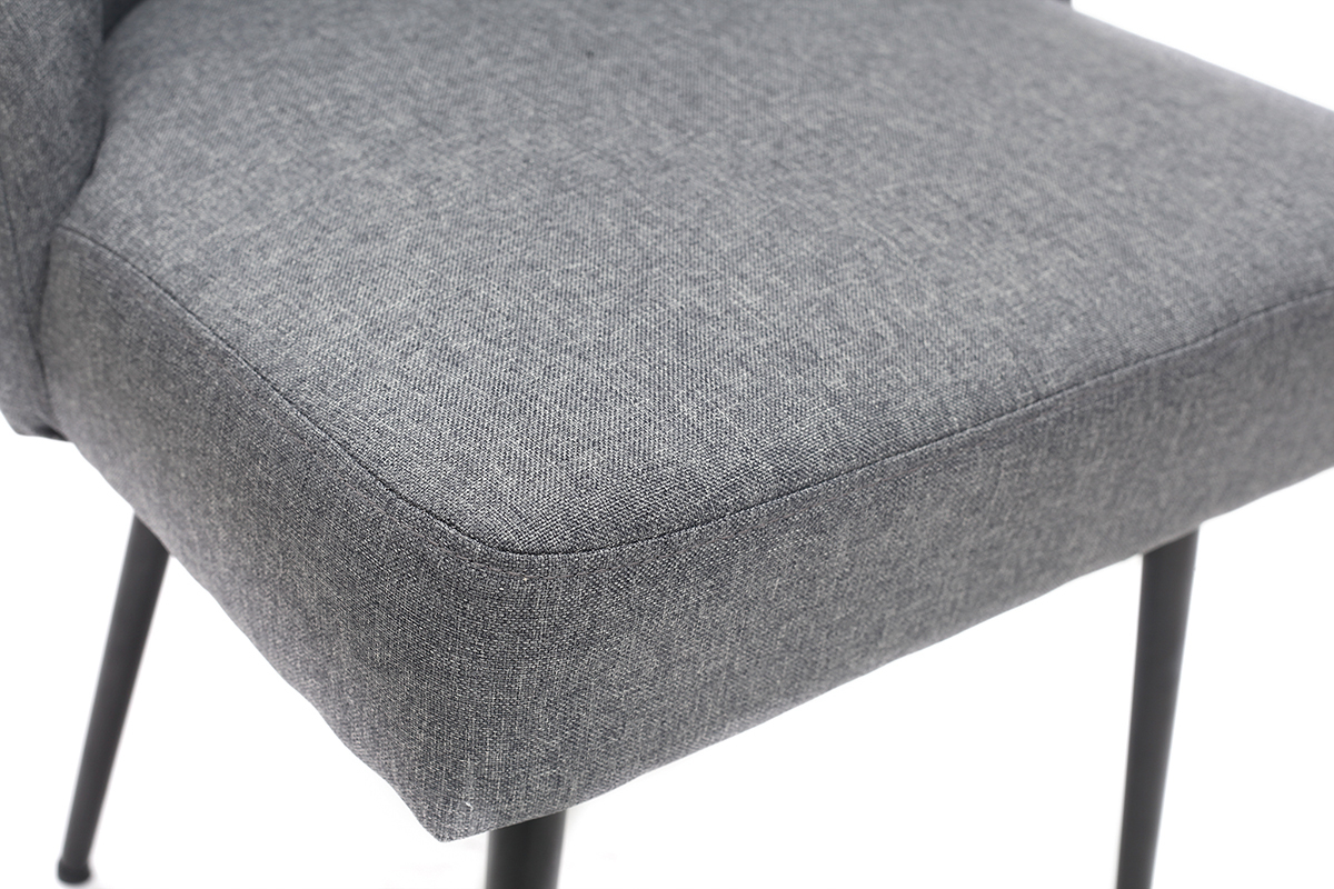 Chaise design en tissu gris fonc et pieds mtal noir LOV