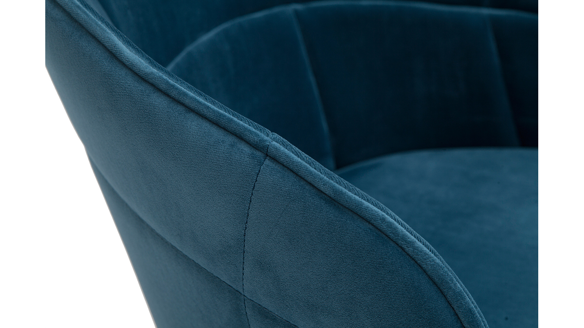 Chaise design en tissu velours bleu pétrole et métal noir JOLLY