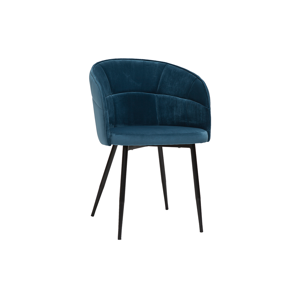 Chaise design en tissu velours bleu pétrole et métal noir JOLLY vue1