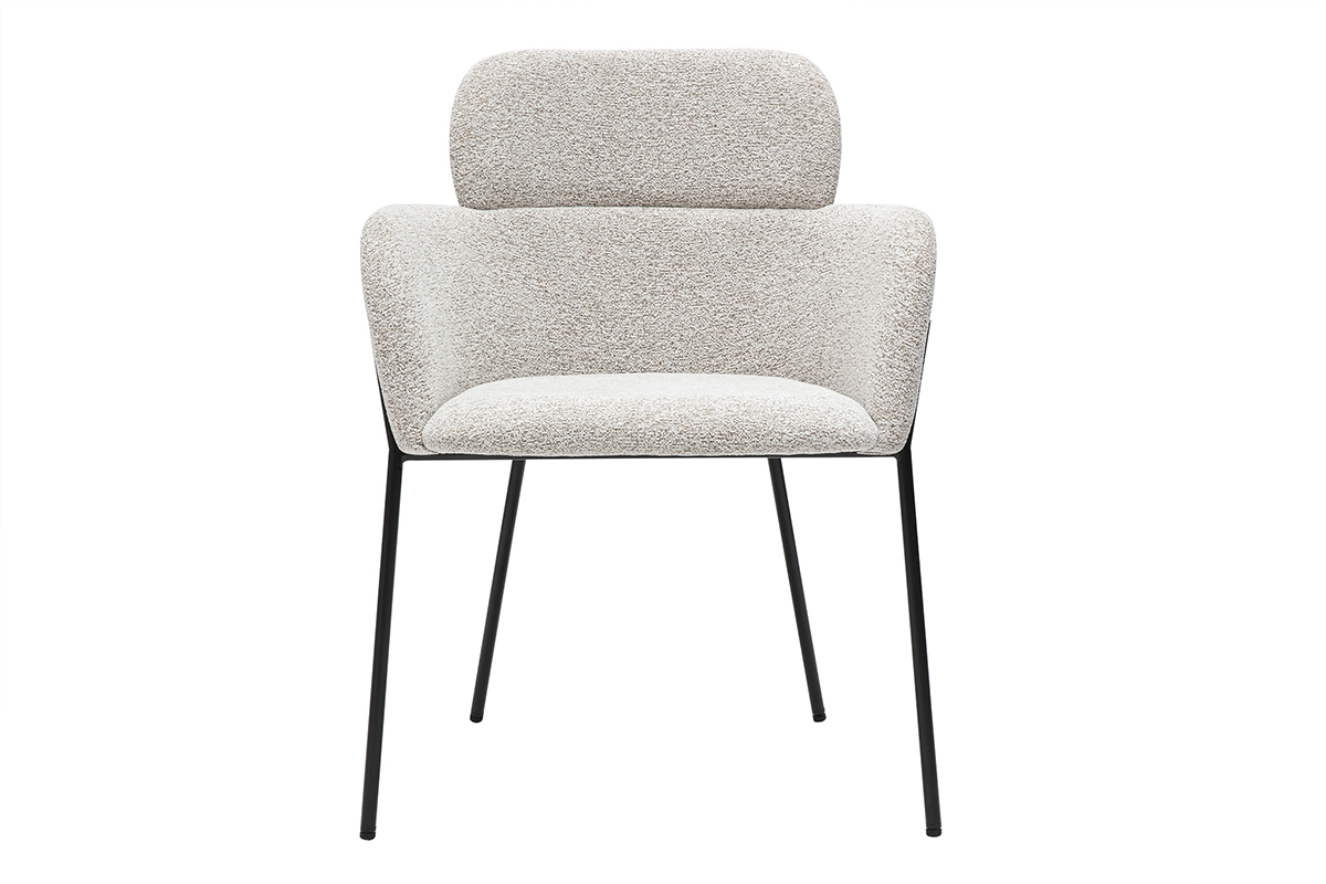 Chaise en tissu beige effet velours avec structure en mtal noir TULUM