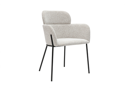 Chaise design en tissu velours chenille beige et métal noir TULUM