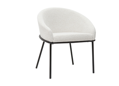 Chaise design en tissu velours chenille blanc cassé et métal noir JENNA