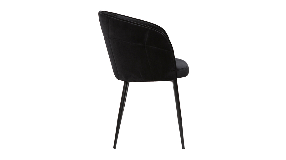 Chaise design en tissu velours et métal noir JOLLY