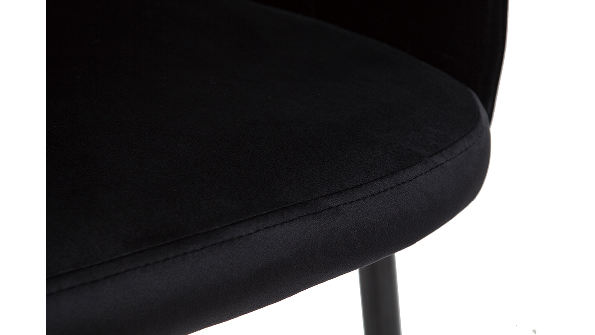 Chaise design en tissu velours et métal noir JOLLY