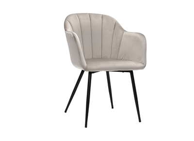 Chaise design en tissu velours taupe et métal noir MILLY
