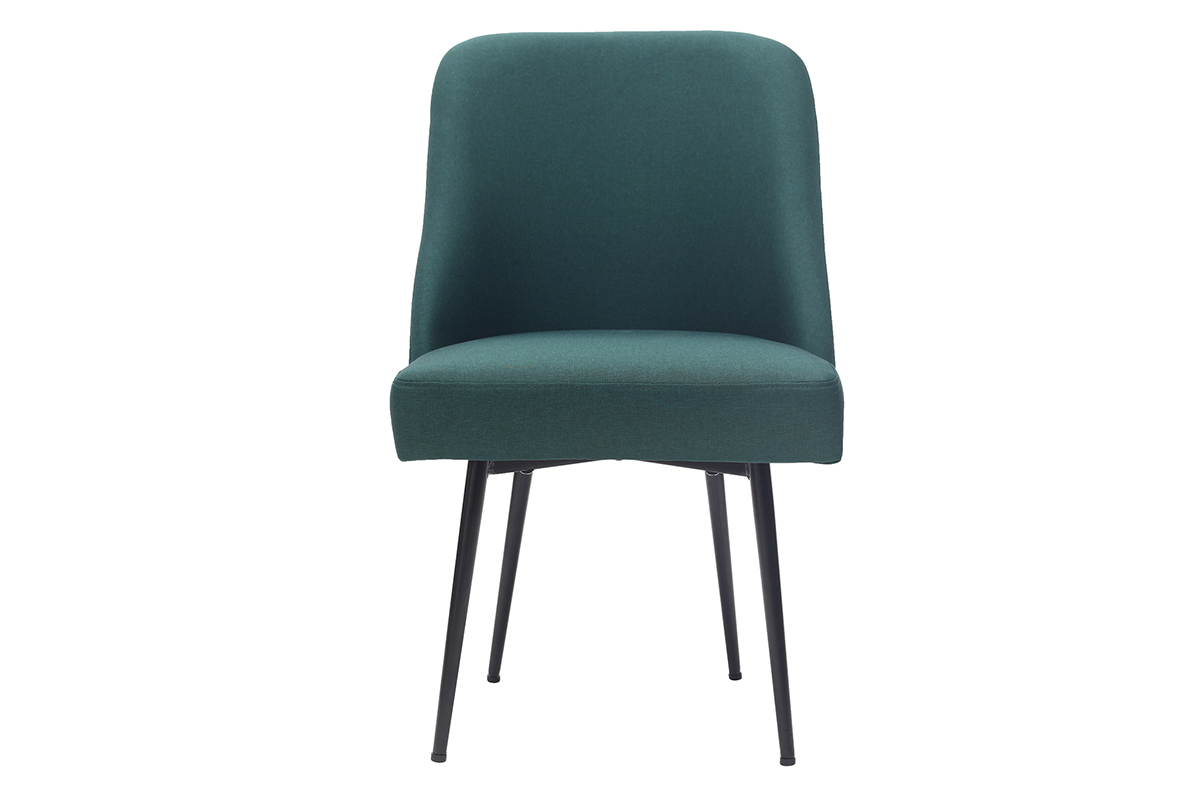 Chaise design en tissu vert fonc et pieds mtal noir LOV