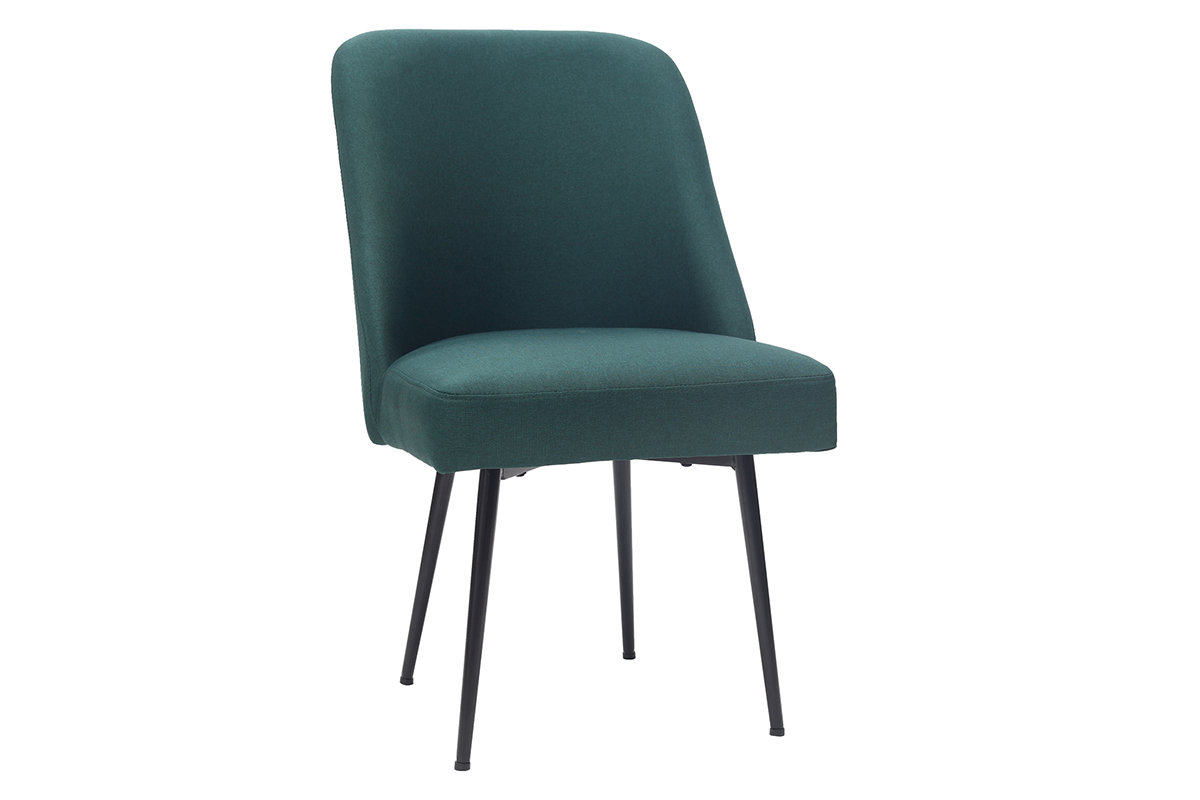 Chaise design en tissu vert fonc et pieds mtal noir LOV