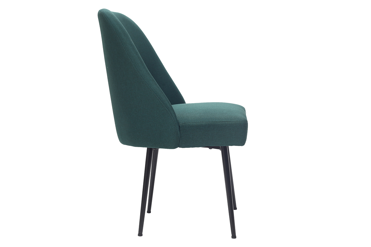 Chaise design en tissu vert fonc et pieds mtal noir LOV