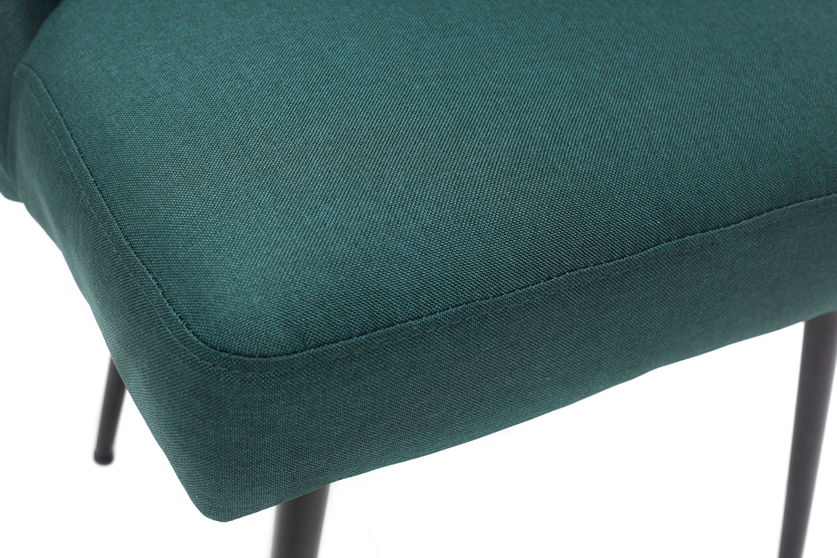 Chaise design en tissu vert fonc et pieds mtal noir LOV