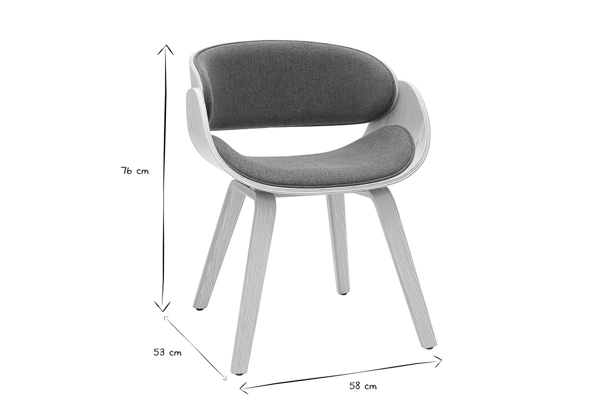 Chaise design en tissu vert kaki et bois clair BENT
