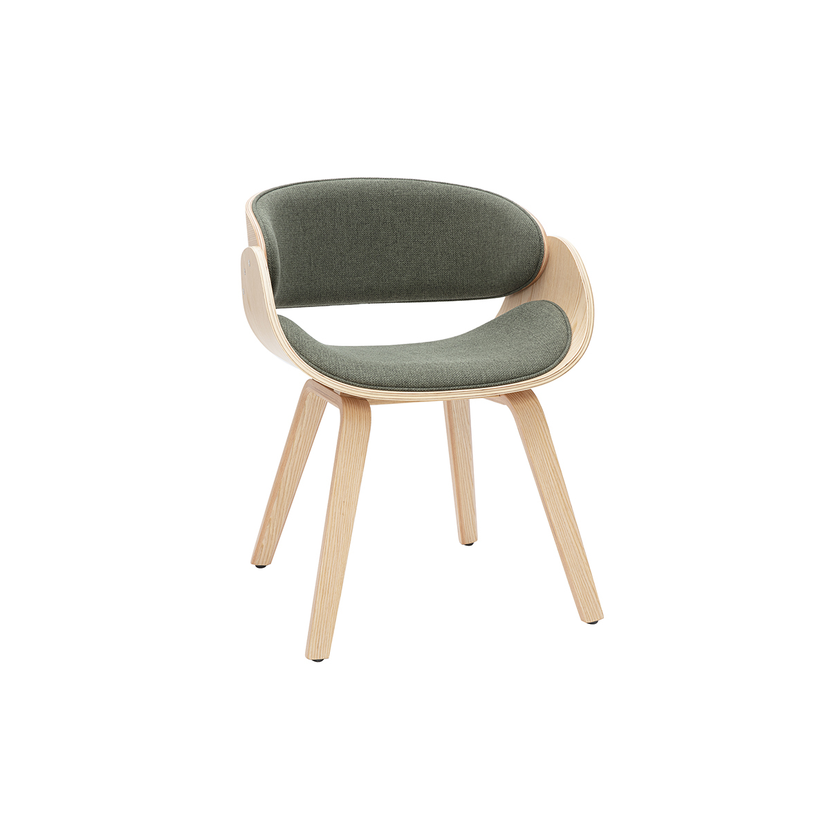 Chaise design en tissu vert kaki et bois clair BENT Chaise design en tissu vert kaki et bois clair BENT