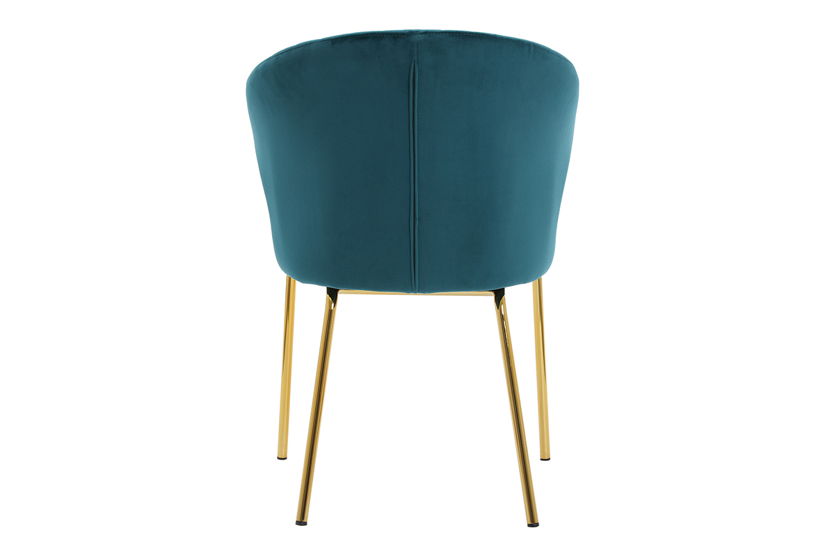 Chaise design en velours bleu p�trole et m�tal dor� REQUIEM