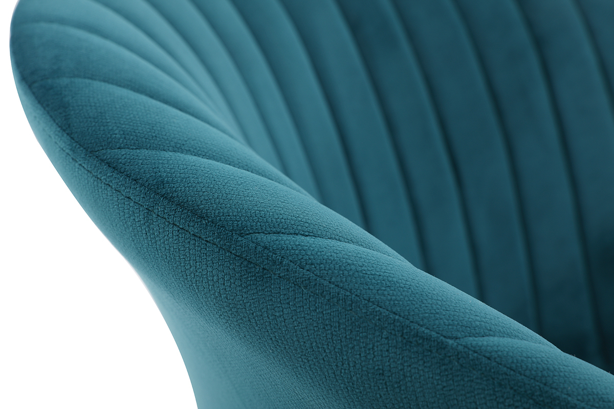 Chaise design en velours bleu p�trole et m�tal dor� REQUIEM