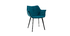 Chaise design en velours bleu pétrole et pieds métal noir VOLO