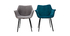 Chaise design en velours bleu pétrole et pieds métal noir VOLO