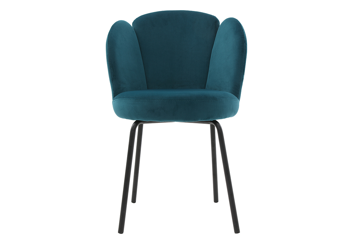 Chaise design en velours bleu p�trole FLOS