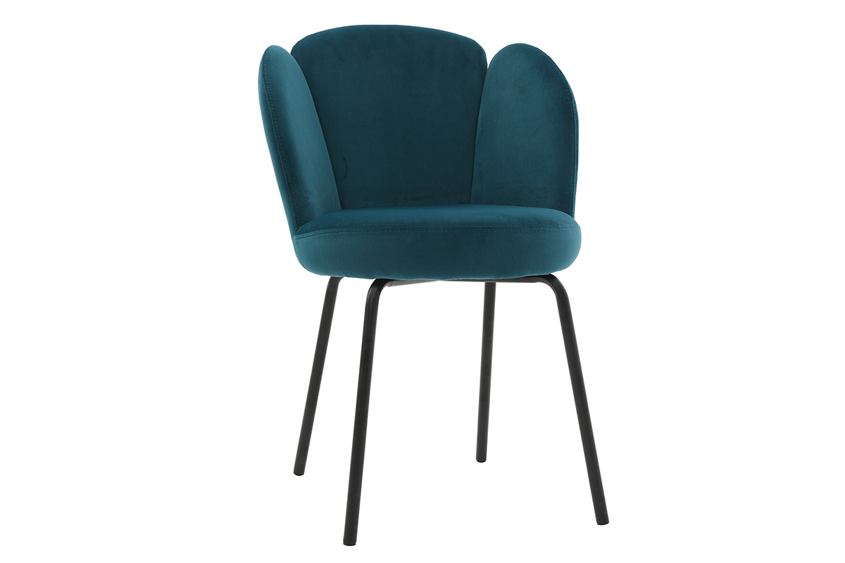 Chaise design en velours bleu p�trole FLOS