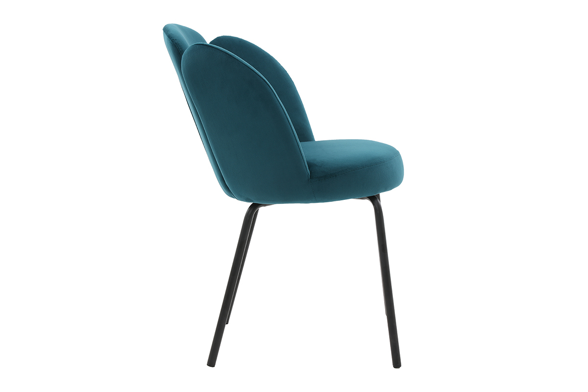 Chaise design en velours bleu p�trole FLOS