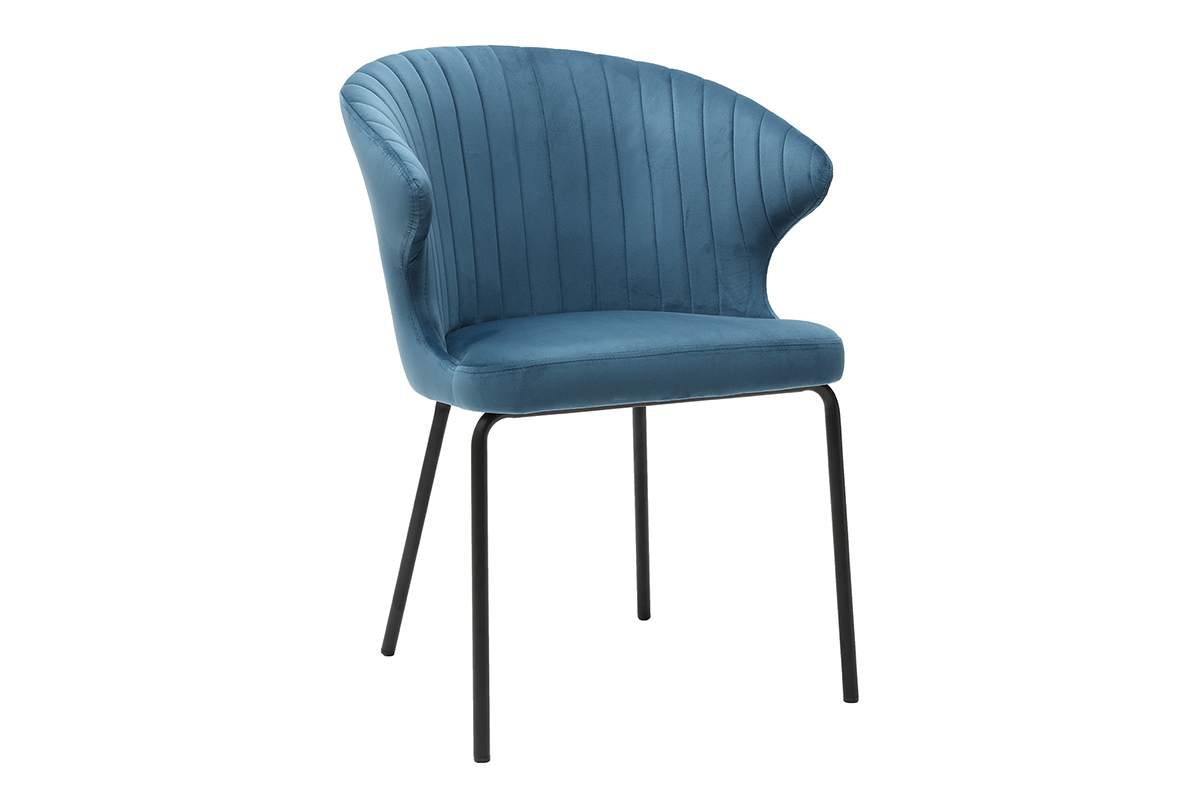 Chaise design en velours bleu REQUIEM