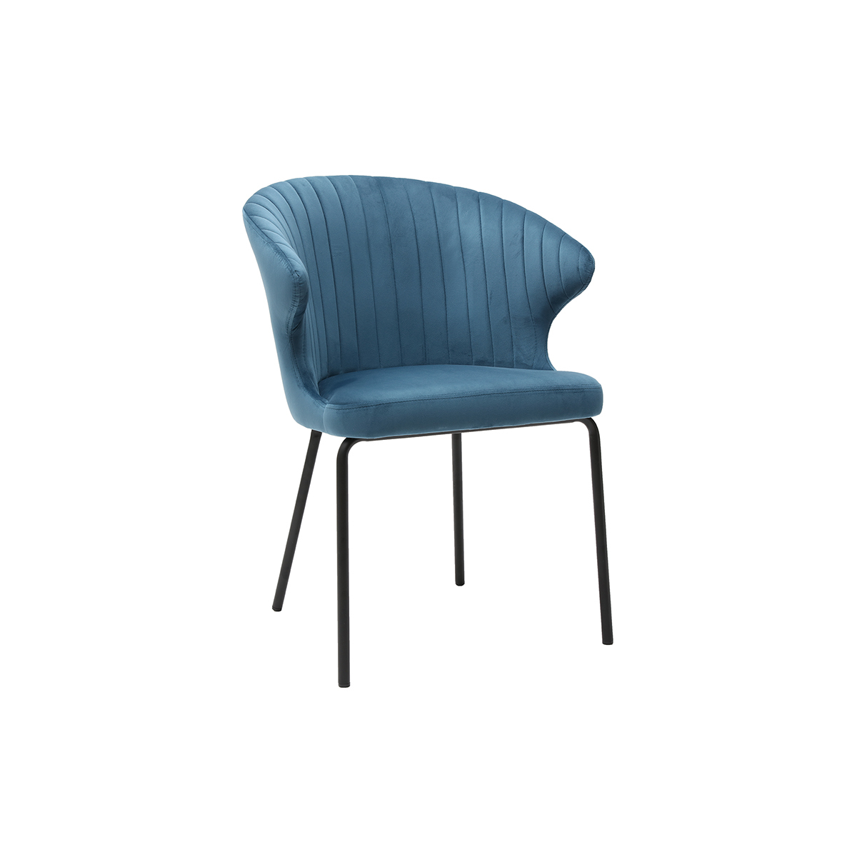 Chaise design en velours bleu REQUIEM vue1