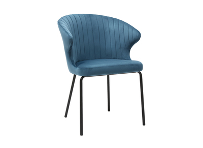 Chaise design en velours bleu REQUIEM