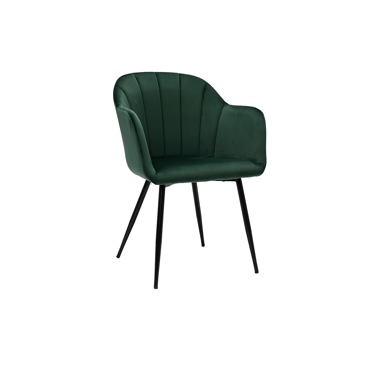 Chaise design en velours vert et pieds métal noir MILLY vue1