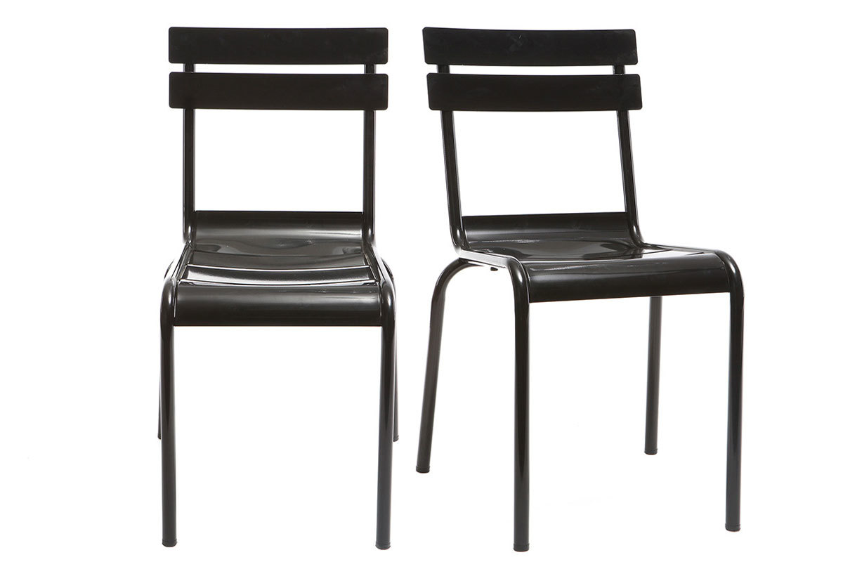 Chaise design mtal noire (lot de 2) SHERMAN