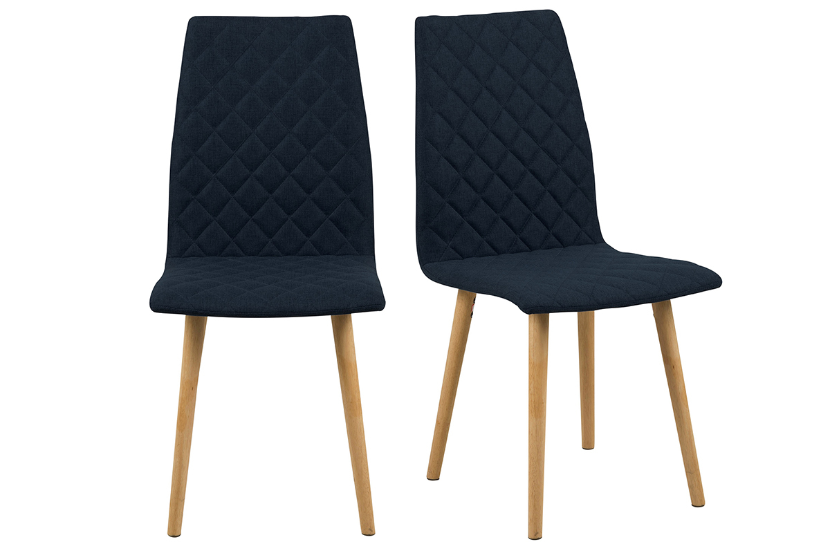 Chaise design molletonn� losanges bleu fonc� (lot de 2) DIAMOND