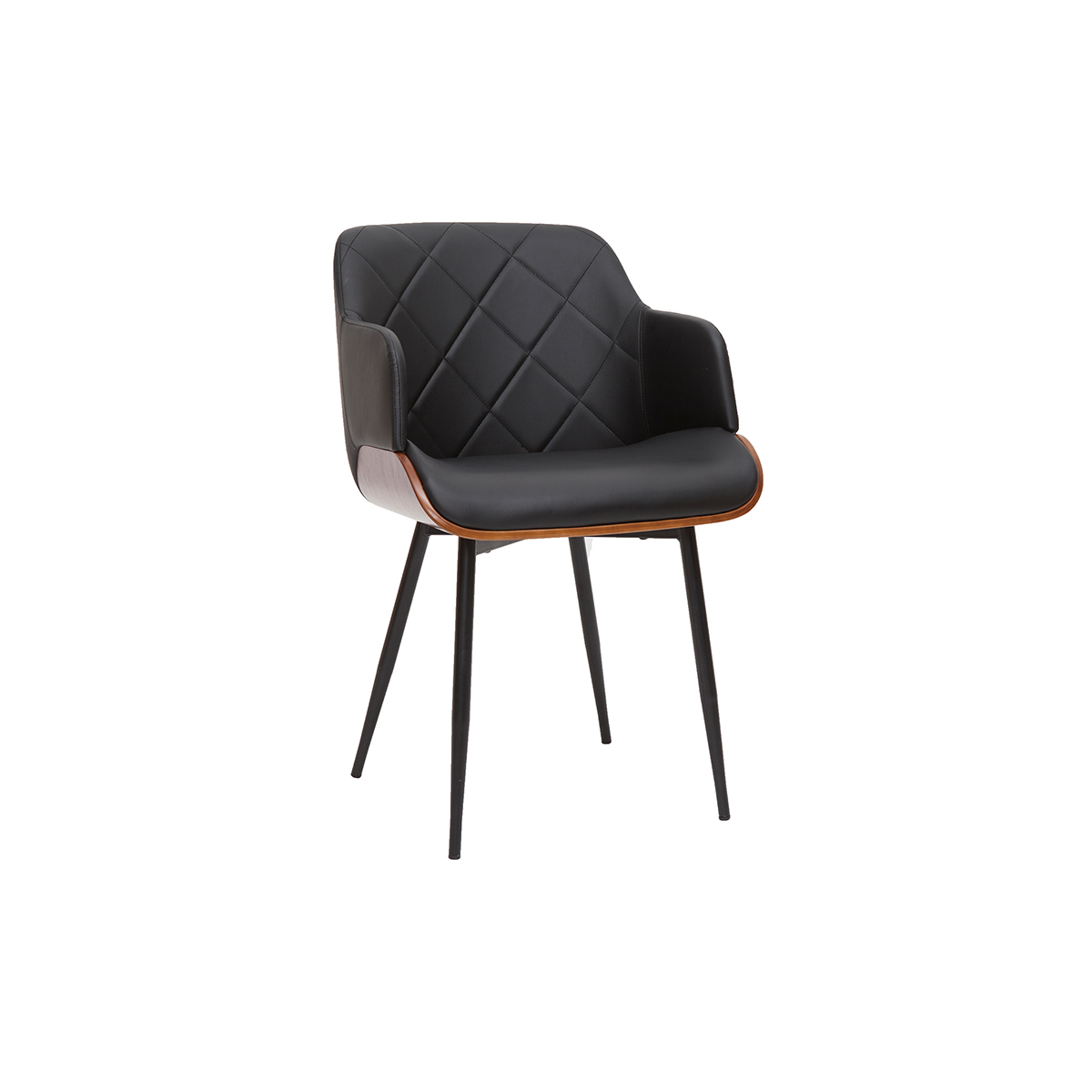 Chaise design noir, bois foncé et métal LUCIEN vue1