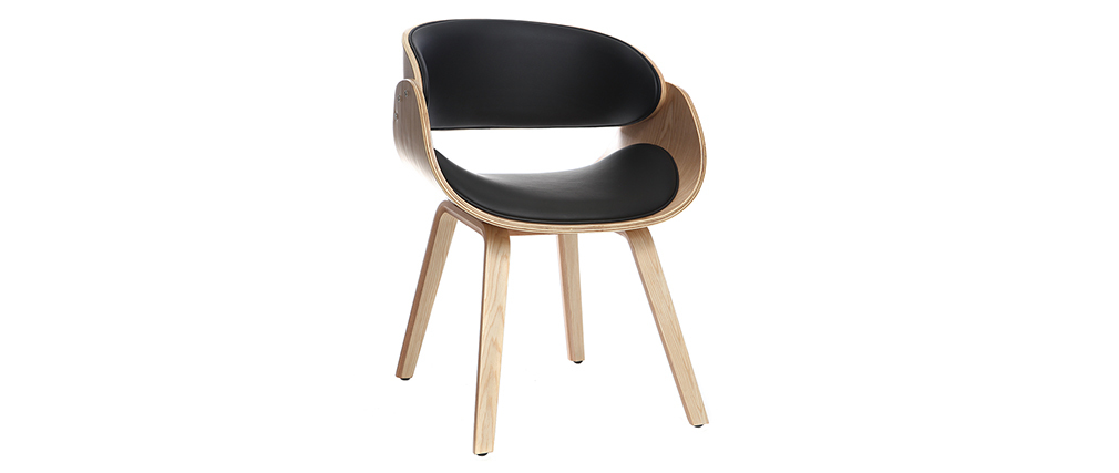 Chaise design noir et bois clair BENT