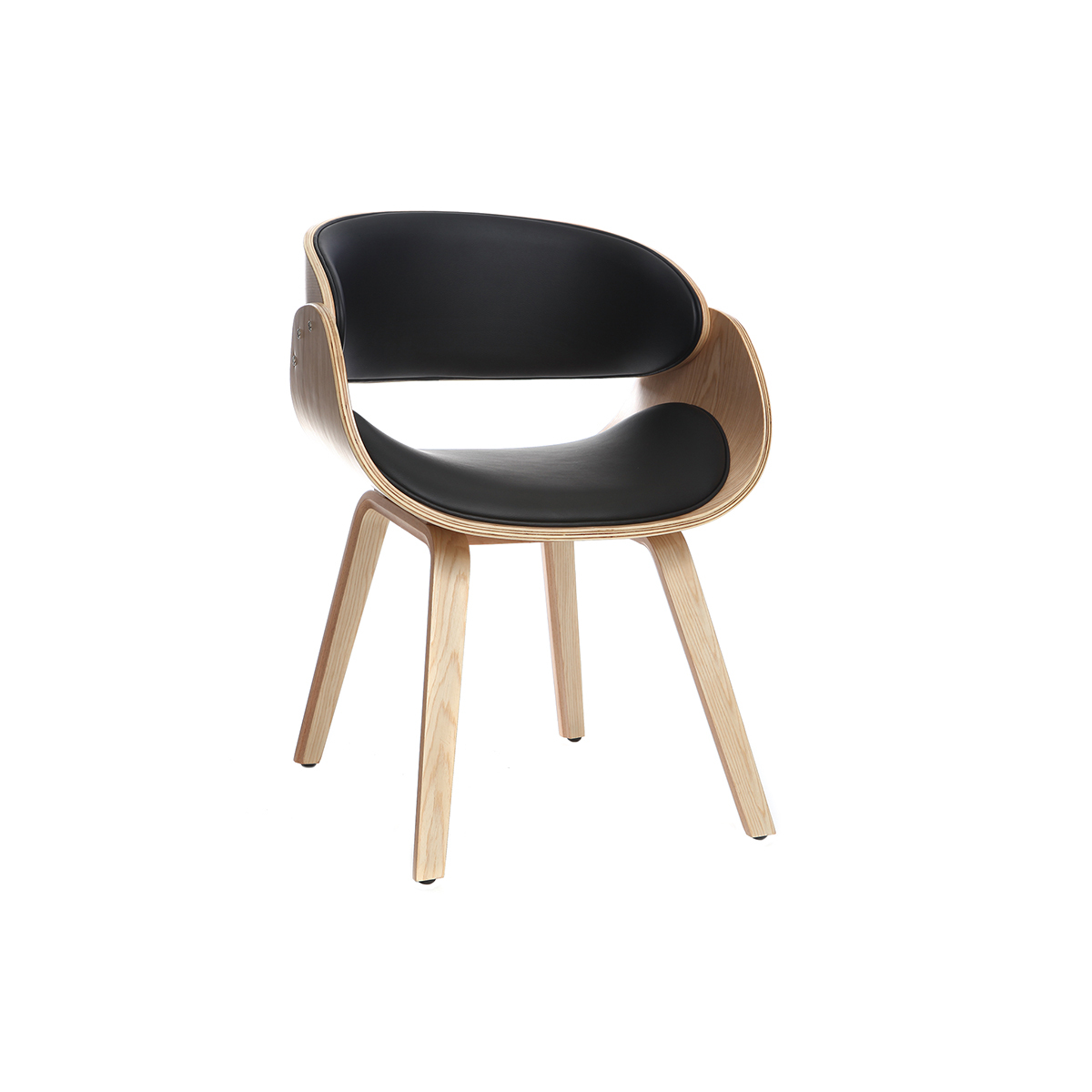 Chaise design noir et bois clair BENT vue1