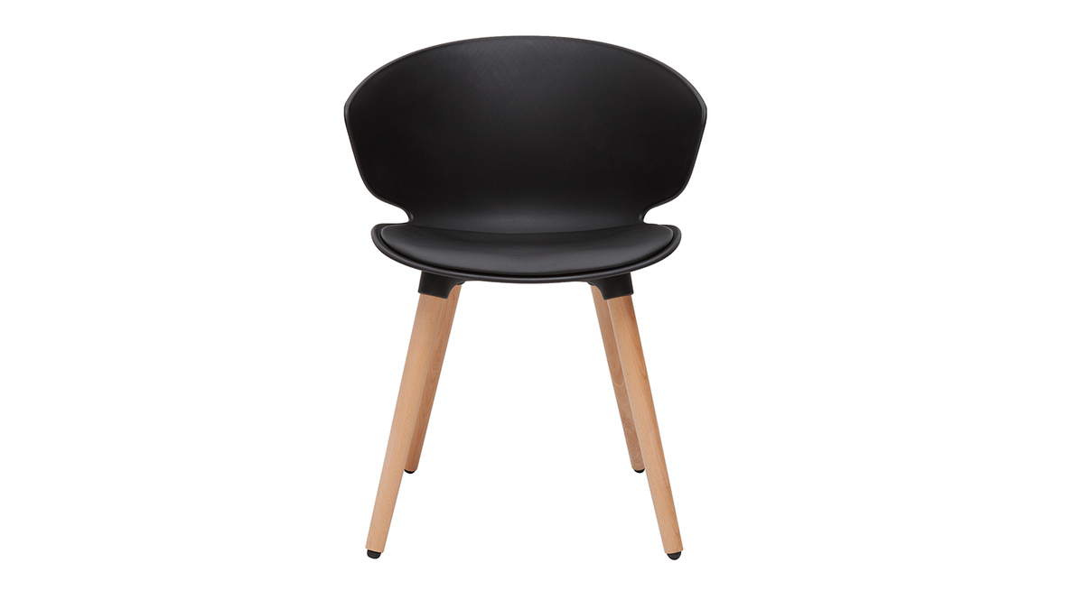 Chaise design noir et bois clair massif WING