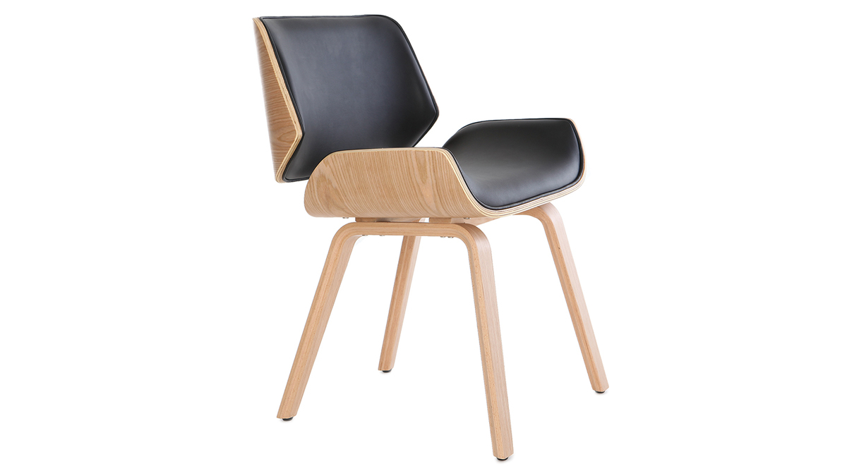 Chaise design noir et bois clair RUBBENS