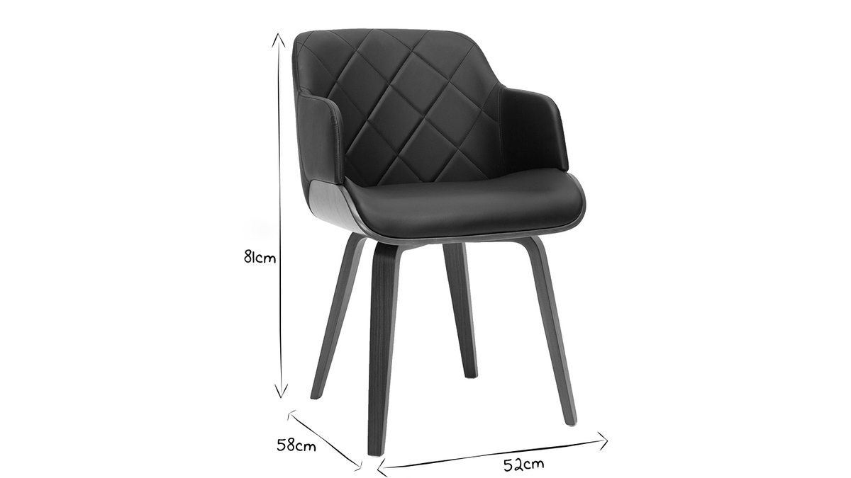 Chaise design noir et bois foncé LUCIEN