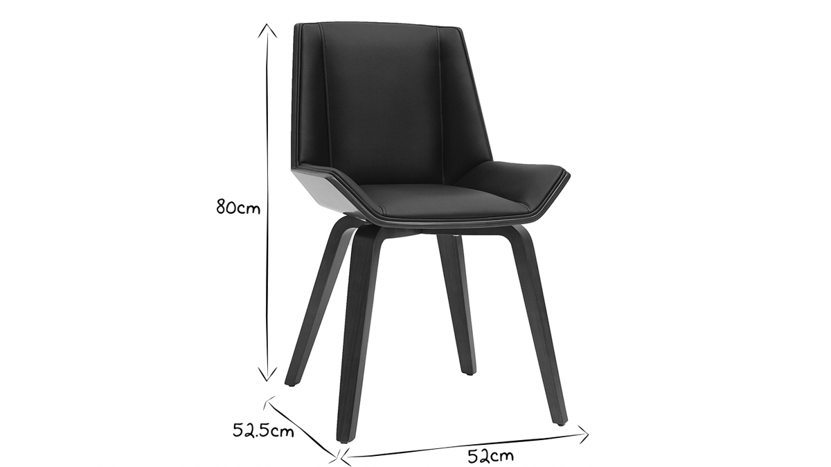 Chaise design noir et bois foncé MELKIOR