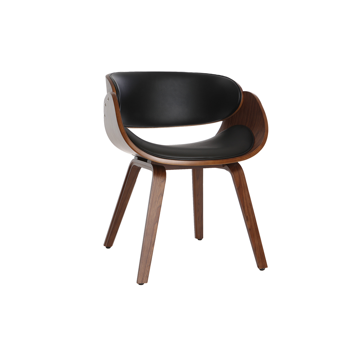 Chaise design noir et bois foncé noyer BENT vue1