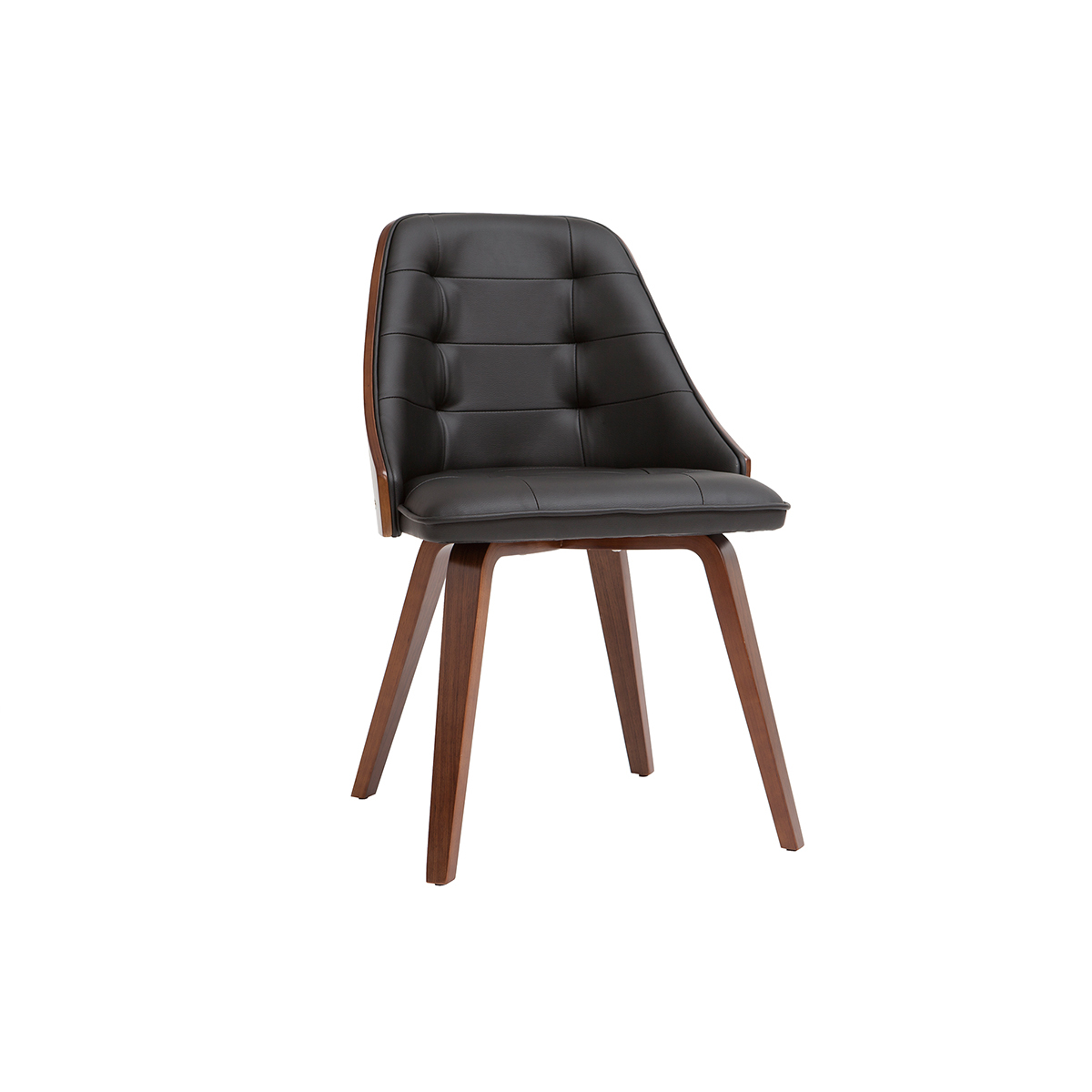 Chaise design noir et bois foncé noyer FLUFFY vue1