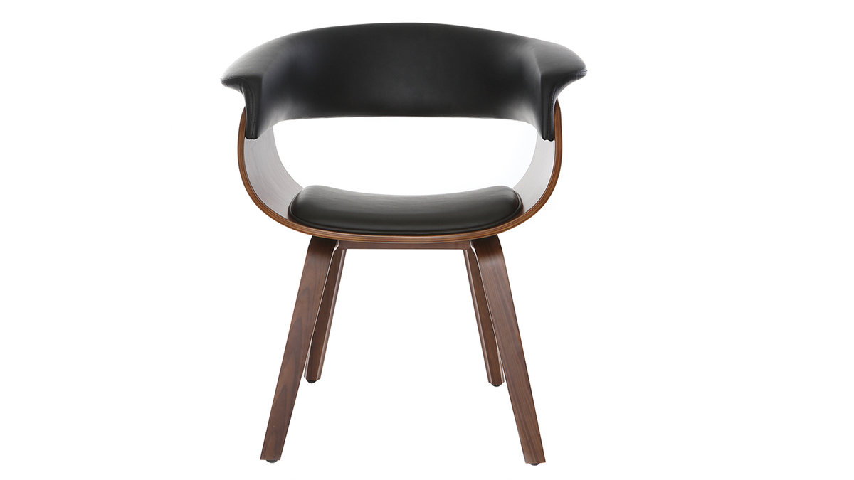 Chaise design noir et bois foncé noyer OKTAV