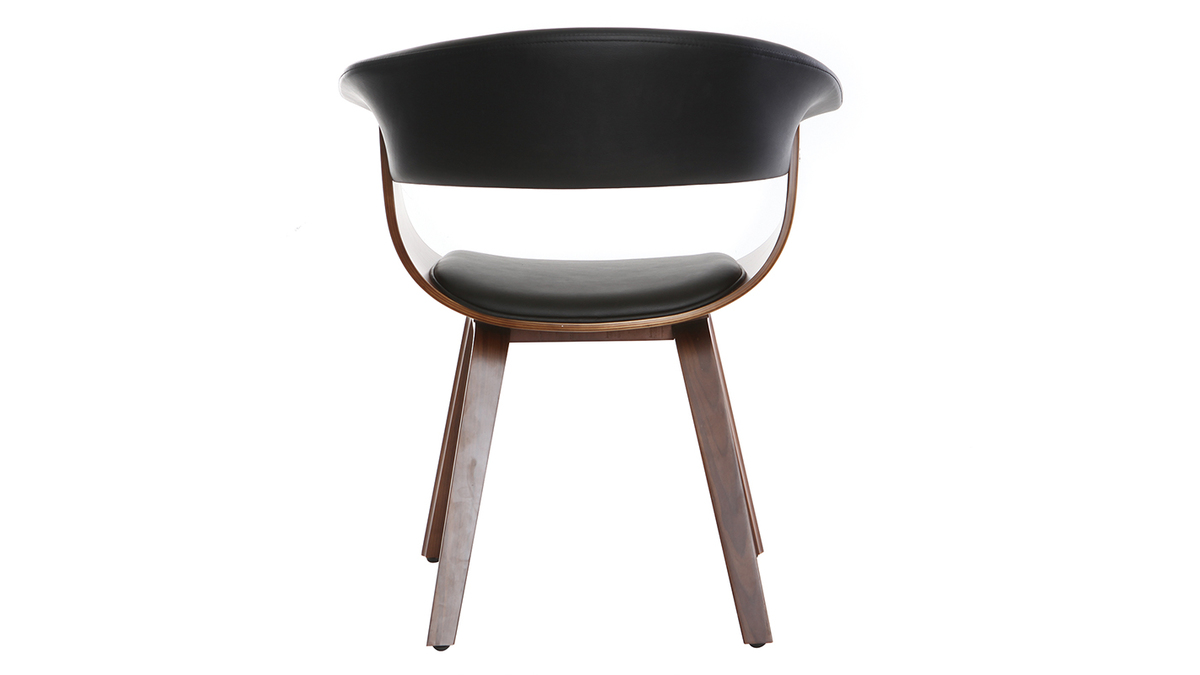 Chaise design noir et bois foncé noyer OKTAV
