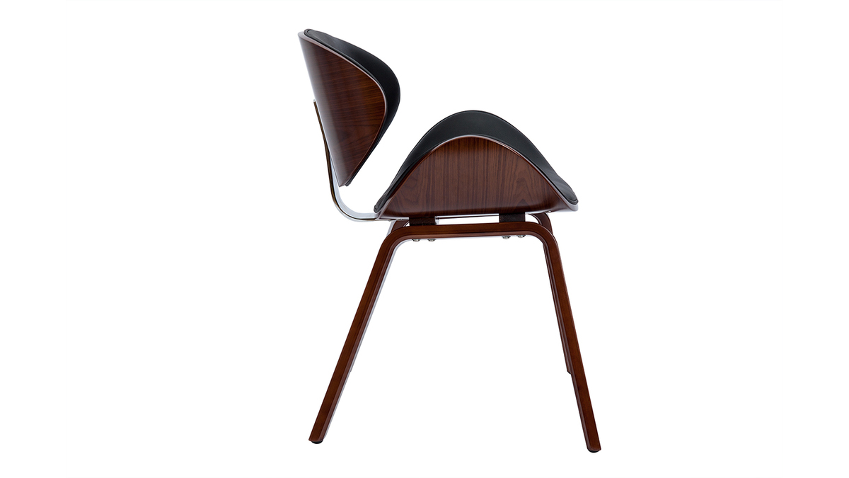Chaise design noir et bois foncé noyer WALNUT