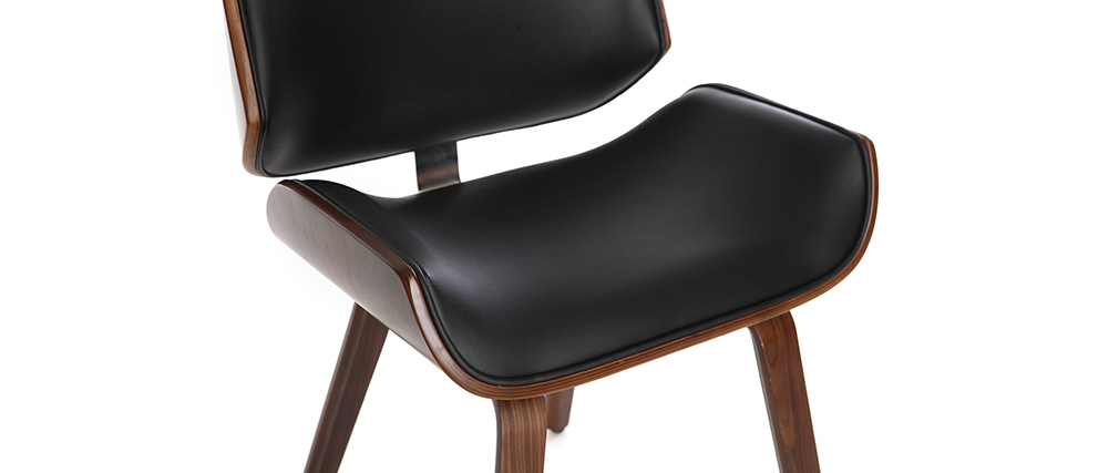 Chaise design noir et bois foncé RUBBENS