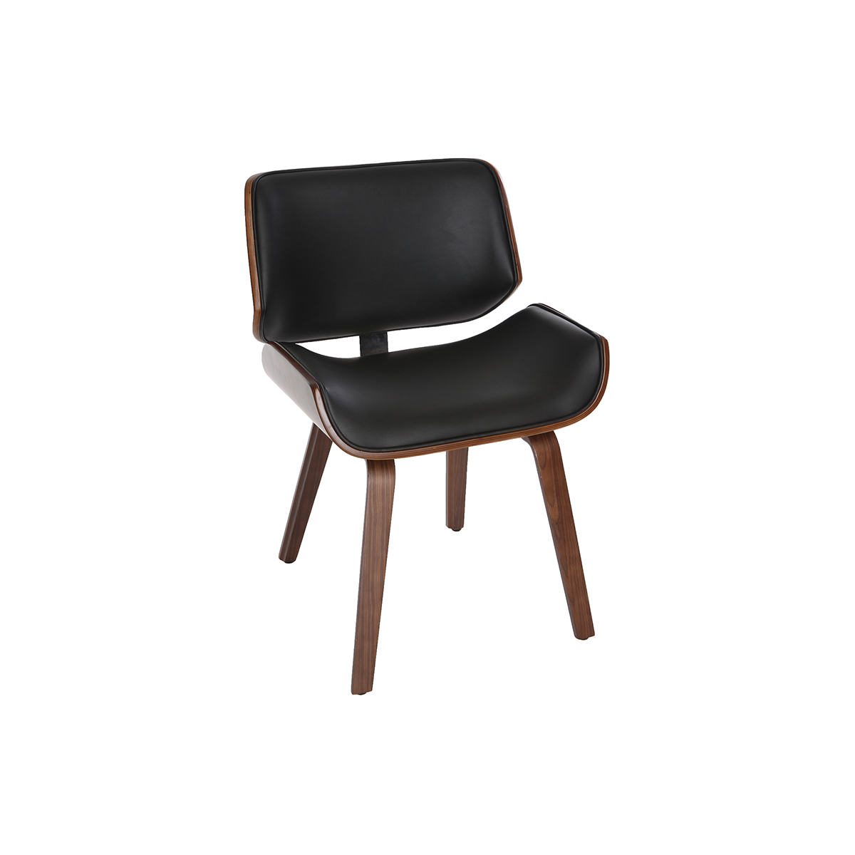 Chaise design noir et bois foncé RUBBENS vue1